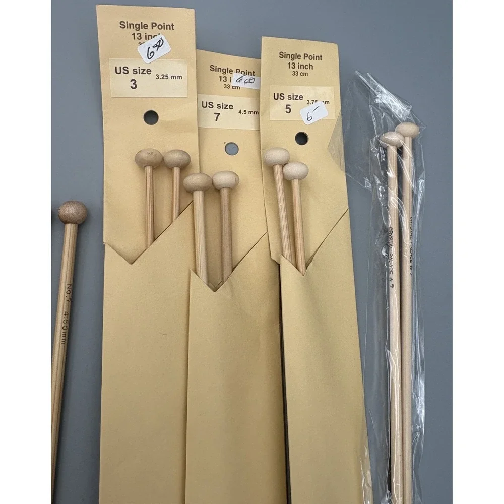 Lot of 10‎ Wooden Bamboo Crochet Knitting Needles NOS Crystal Palace & More